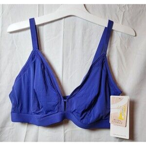 New Lively Women's Blue Wireless Semi Sheer Bra Adjustable Straps Size 2